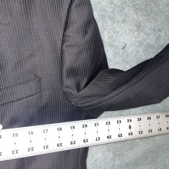 Calvin Klein Blazer Mens 42R Black Wool Pinstripe Buttons Lined‎ Sports Coat - Picture 3 of 13